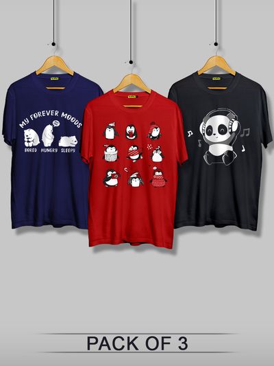 Always Chilling Printed Combo T-shirts - Pack of 3 