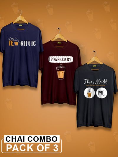 Chai Printed Combo T-shirt - Pack of 3