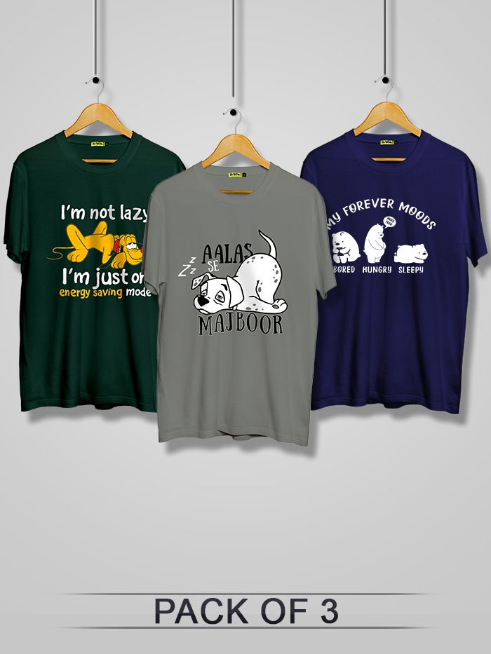 Pack of 3 Moody Printed Combo T shirt