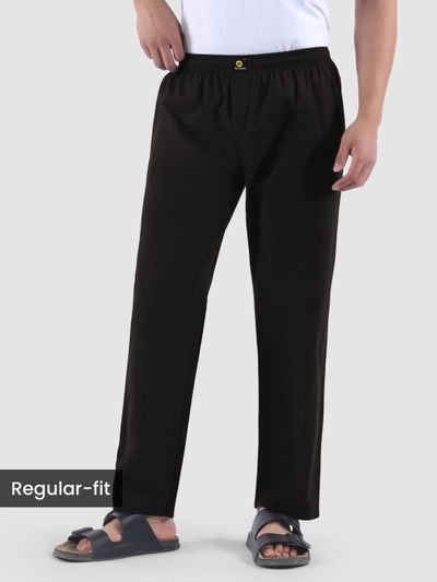 Black Regular-fit Pyjamas Mens pajama pants black color