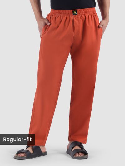 Rust Orange Regular-fit Pyjamas Pajama pants for men with regular-fit - Red color