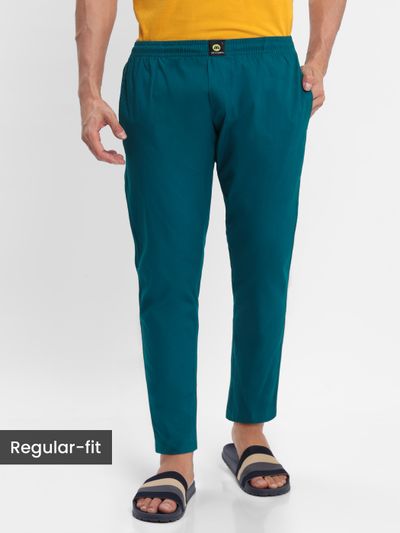 Teal Blue Regular-fit Pyjamas Mens pajamas in green color - Regular-fit