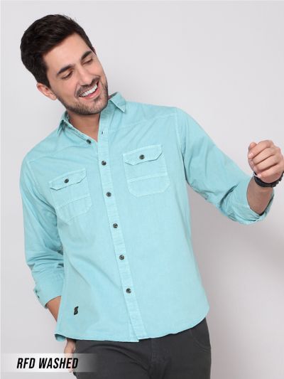 Bright blue shirt top mens
