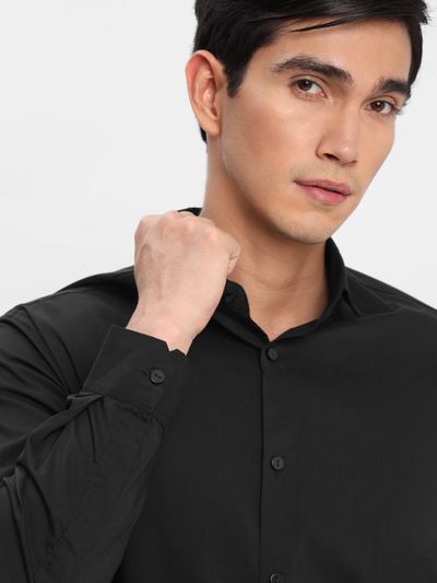 Buy Lunar Black - Carbon Cotton Solid Shirt Online In India -Beyoung