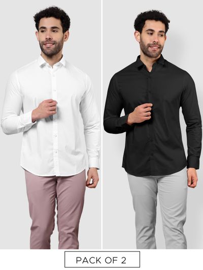 Pack of 2 - White and Black Shirts Combo Shop best shirts for men,
