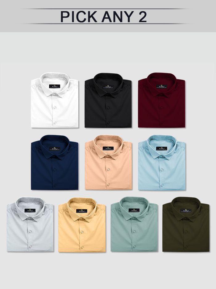 Uitscheiden helling vrek Buy Pick Any 2 - Plain Solid Shirts Combo Online in India -Beyoung