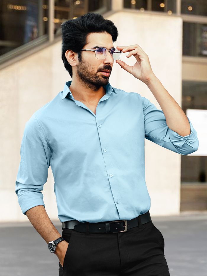 Buy Sky Blue Formal Shirts For Men Online in India Beyoung