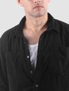Black Lazer Cut Stripe Textured Corduroy Shirt