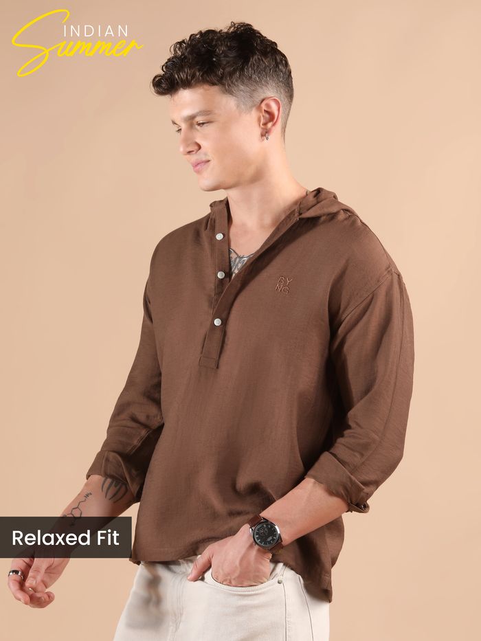 Brown Hooded Shirt