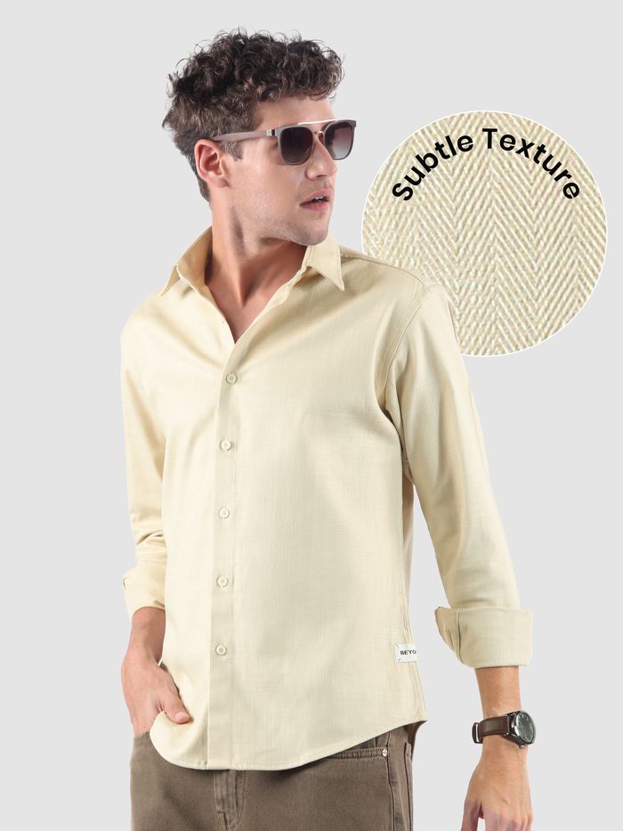 Cream Textured Cotton Shirt