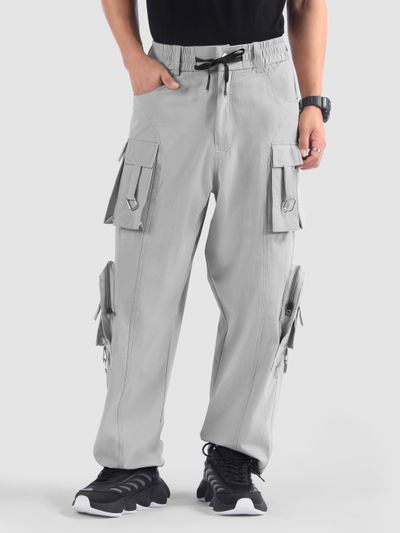 Light Grey 11 Pocket Buckle Cargo Pants Light Grey 11 Pocket Buckle Cargo Pants