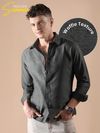 Dark Grey Textured Check Shirt