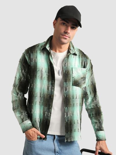 Green Frayed Check Shirt