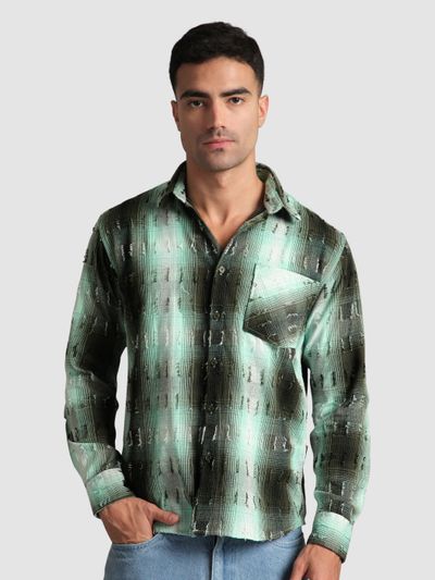 Green Frayed Check Shirt