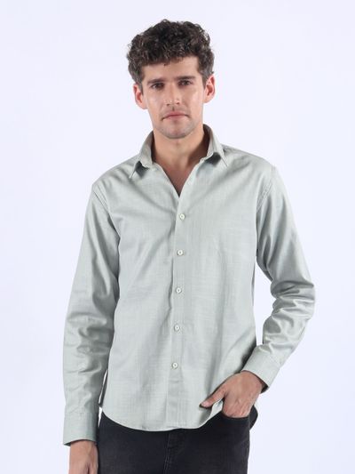 Grey Textured Cotton Shirt