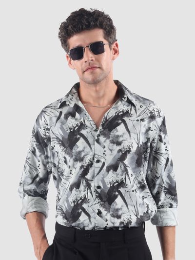 Light Grey Splash Printed Shirt