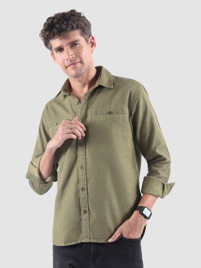 Pale Olive Welt Pocketed Shirt