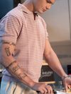 Rose Pink Flat Knit Men?s Polo T-Shirt?