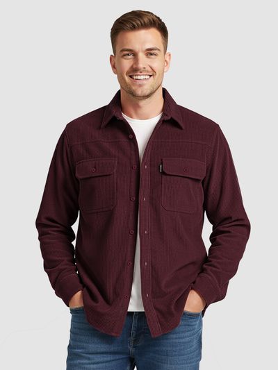 Wine Dual Pocket Corduroy Shirt 