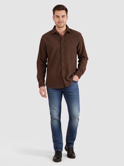 Brown Solid Corduroy Shirt