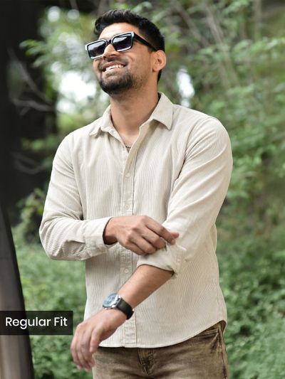 Off White Solid Corduroy Shirt Off White Solid Corduroy Shirt