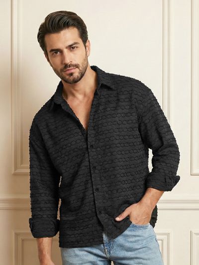 Black Fur Wave Textured Shirt