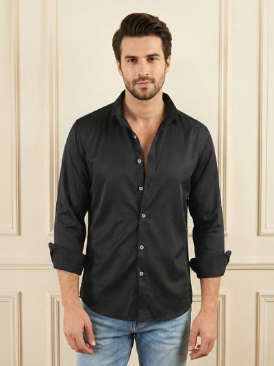 Black Smooth Fit Solid Shirt