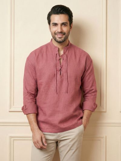 Brick Red Oxford Kurta Shirt Brick Red Oxford Kurta Shirt
