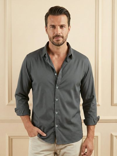 Dark Grey Smooth Fit Solid Shirt