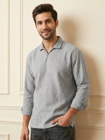 Light Grey Pullover Kurta Shirt
