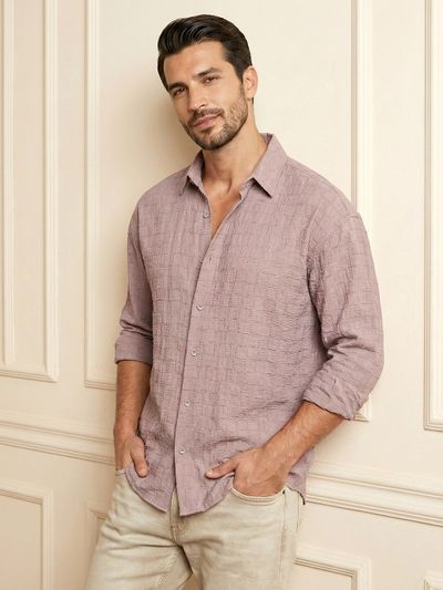 Mauve Textured Jacquard Shirt