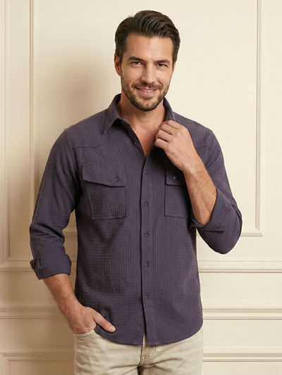 Violet Textured Western Shirt