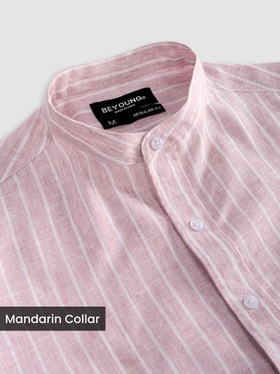 Mauve Linen Striped Shirt