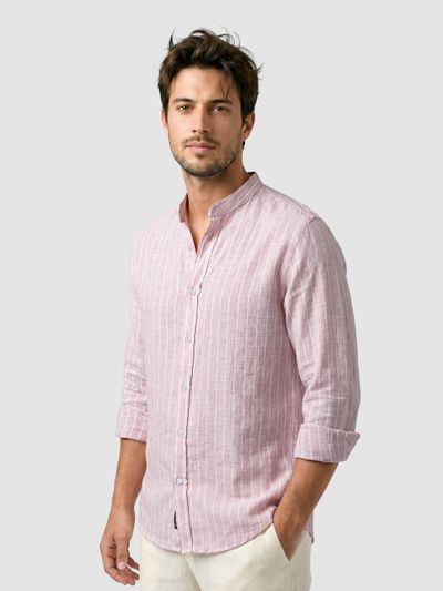 Mauve Linen Striped Shirt