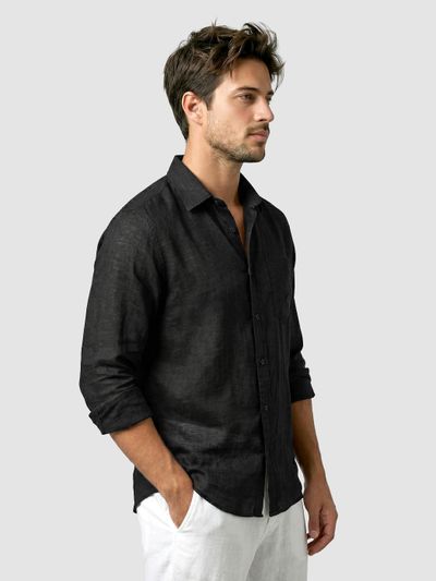 Black Linen Textured Shirt Black Linen Textured Shirt