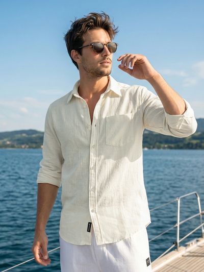 Cream Linen Textured Shirt Cream Linen Textured Shirt
