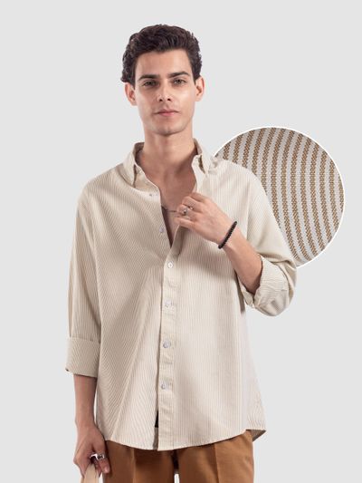 Beige Oxford Striped Shirt