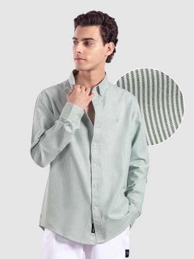 Green Oxford Striped Shirt