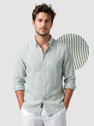 Green Oxford Striped Shirt