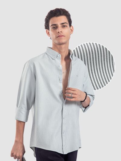 Grey Oxford Striped Shirt