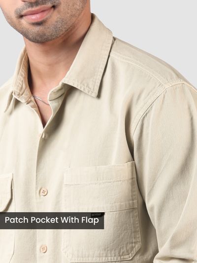 Cream Over Dyed Patch Pocket Shirt 