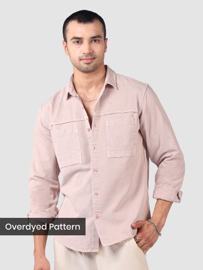 Pale Pink Front Yoke Over Dyed Shirt