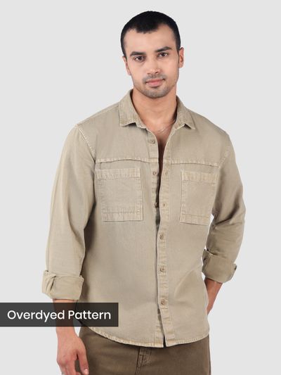 Sand Brown Front Yoke Over Dyed Shirt