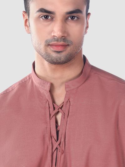 Brick Red Oxford Kurta Shirt Brick Red Oxford Kurta Shirt