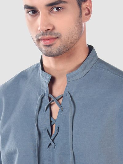 Savoy Blue Oxford Kurta Shirt Savoy Blue Oxford Kurta Shirt