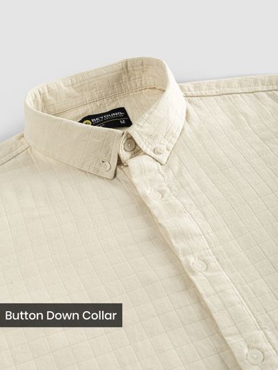 Off-White Waffle Button-Down Cotton Shirt Off-White Waffle Button-Down Cotton Shirt