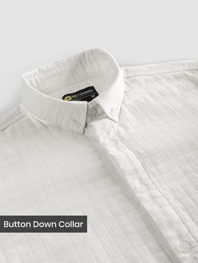 White Waffle Button-Down Cotton Shirt White Waffle Button-Down Cotton Shirt