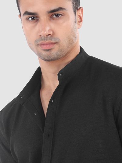 Black Breezy Stand Collar Shirt Black Breezy Stand Collar Shirt