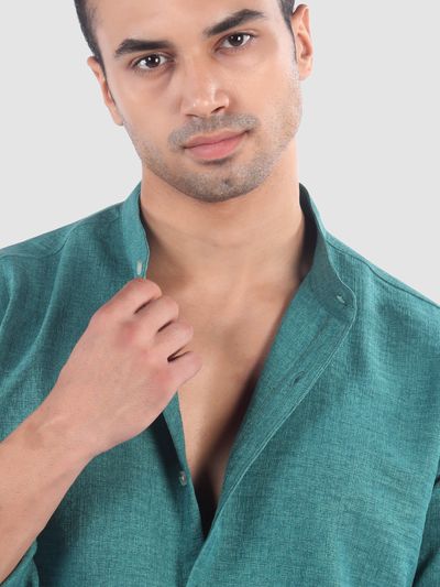 Regent Green Breezy Stand Collar Shirt