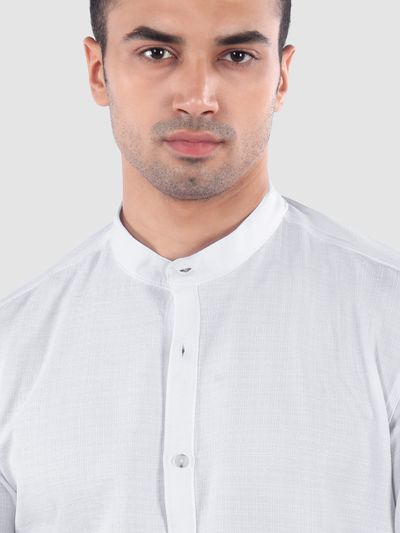 White Breezy Stand Collar Shirt